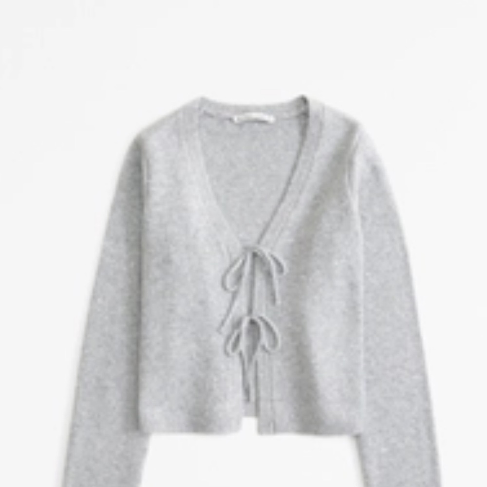 Abercrombie & Fitch Light Gray Cardigan with Tie Front